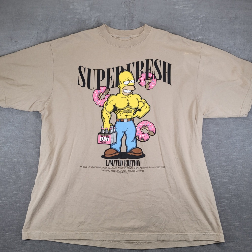 Super Fresh Simpsons Homer Simpson Buff Graphic T Shirt 3XL‎ Tan Limited Edition